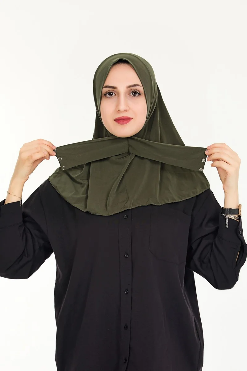 Sensu Women's Hijab Ready Made Hijab Bonnet Shawl with Snap Fasteners