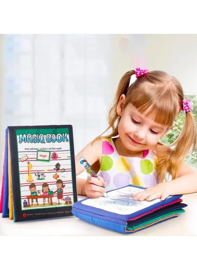 Reusable Magic Watercolor Painting Book with Water Pen Gift for Boys Girls, Drawing Educational Toy for Kids