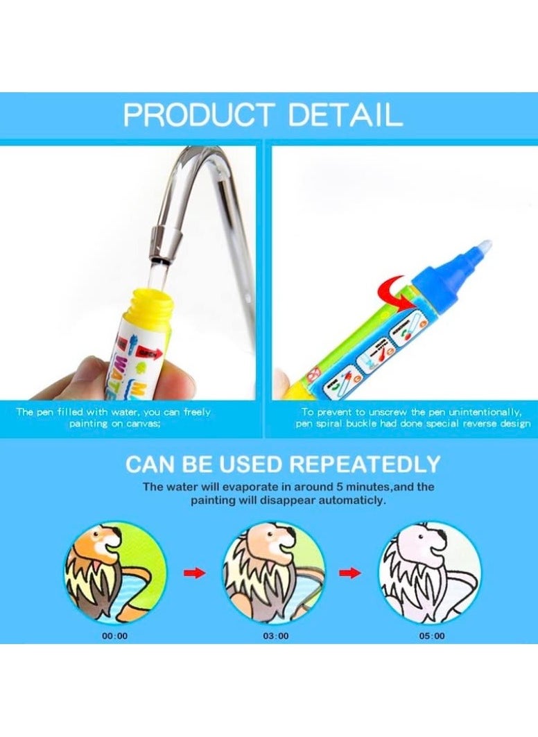 Reusable Magic Watercolor Painting Book with Water Pen Gift for Boys Girls, Drawing Educational Toy for Kids