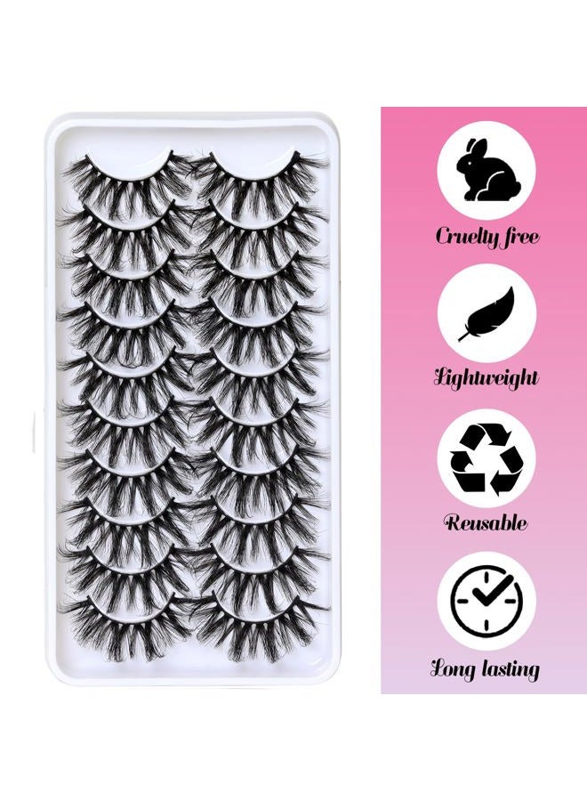 Veleasha Lashes Fluffy Wispy Faux Mink Eyelashes Criss-cross False Lashes 10 Pairs Pack Fake Eyelashes for Women (3D07) - Image 5