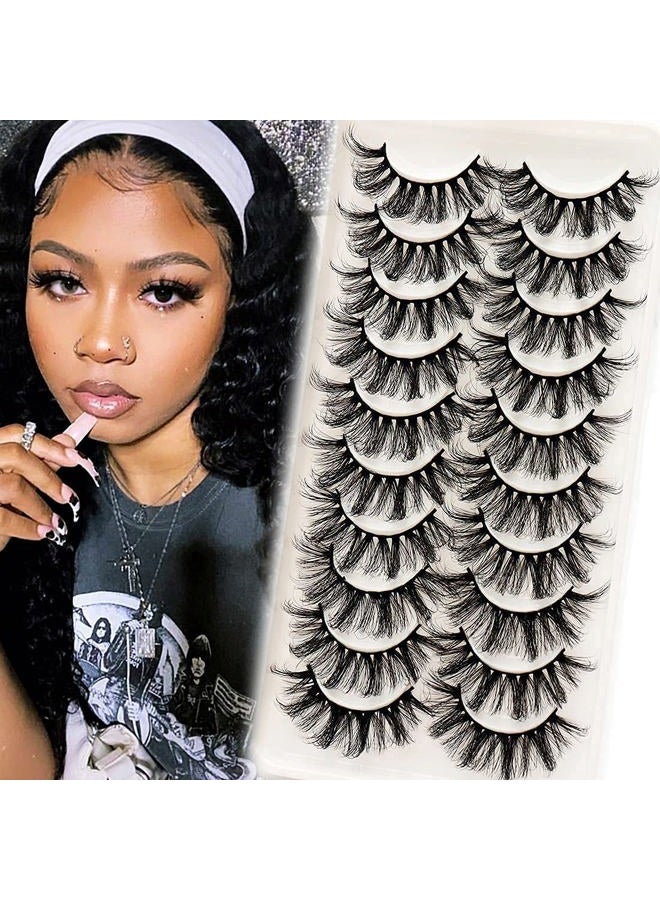 Veleasha Lashes Fluffy Wispy Faux Mink Eyelashes Criss-cross False Lashes 10 Pairs Pack Fake Eyelashes for Women (3D07) - Image 1