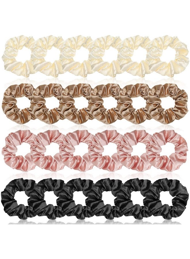 XunYee 24 Pcs Silk Hair Scrunchies Satin Hair Ties Colorful Satin Silk Elastic Hair Bands Large Satin Ponytail Holders Vintage Hair Ties Accessories For Women Girls(Classic Colors 3.94 Inch) - Image 1