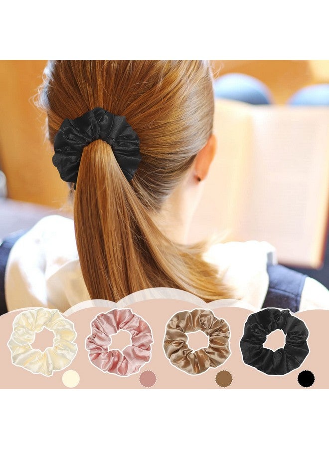 XunYee 24 Pcs Silk Hair Scrunchies Satin Hair Ties Colorful Satin Silk Elastic Hair Bands Large Satin Ponytail Holders Vintage Hair Ties Accessories For Women Girls(Classic Colors 3.94 Inch) - Image 3