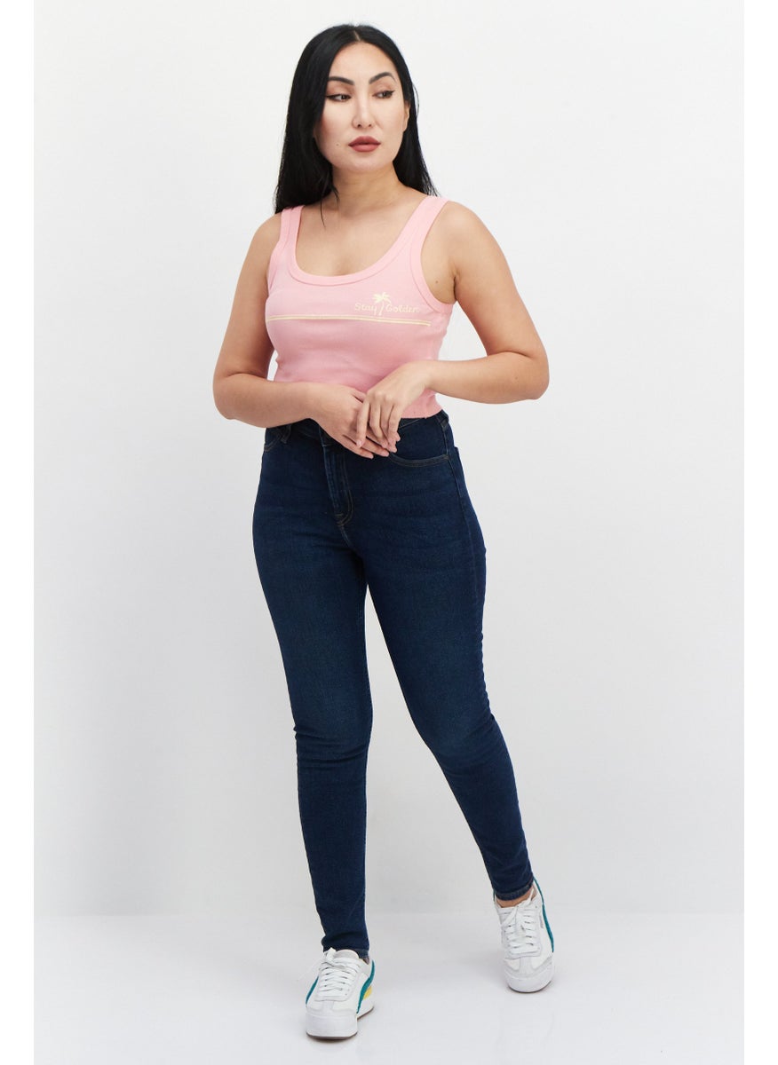 Billabong - Women Scoop Neck Sleeveless Graphic Print Tank Top, Pink - Image 1