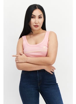 Women Scoop Neck Sleeveless Graphic Print Tank Top, Pink
