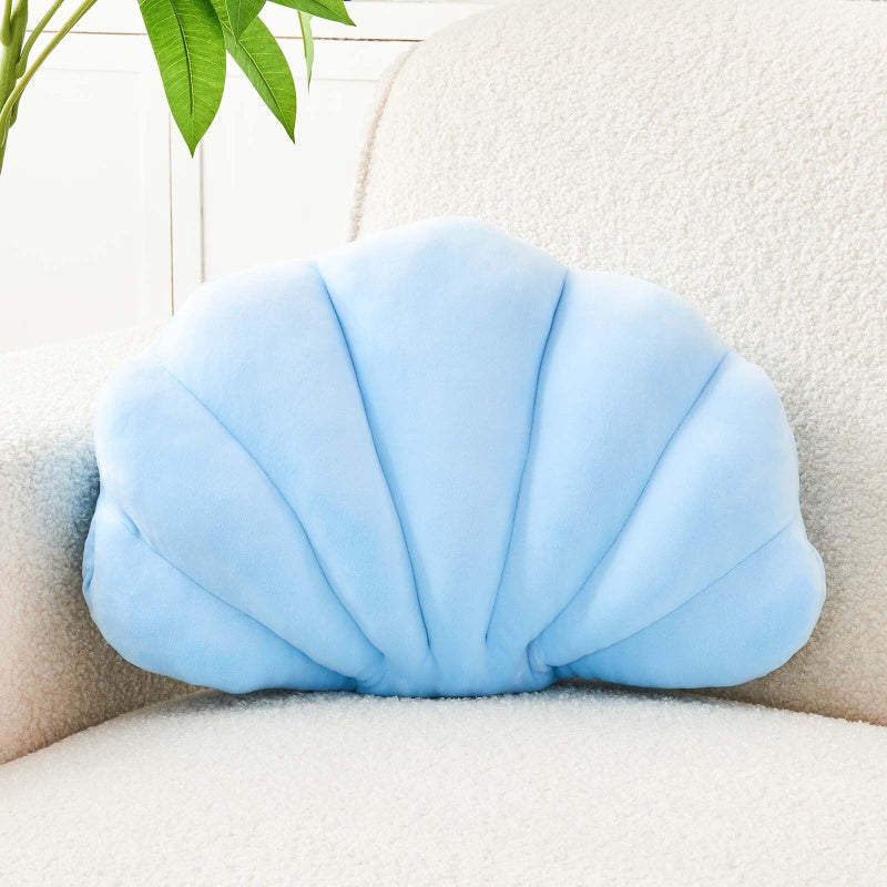 Uvvyui Blue Velvet Seashell Shaped Throw Pillow 13 Soft Beach Decorative Pillow