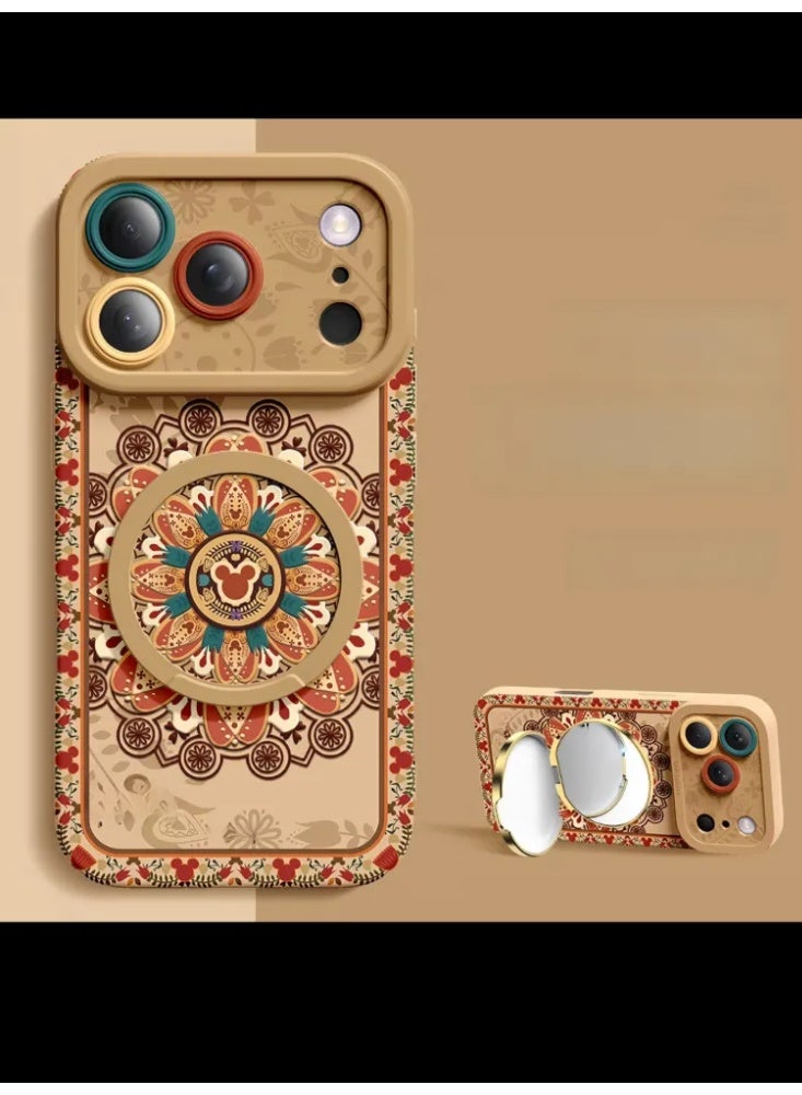 غطاء سيليكون مع حامل لهاتف iPhone 17 Pro / Pro Max، واقي كامل مضاد للصدمات