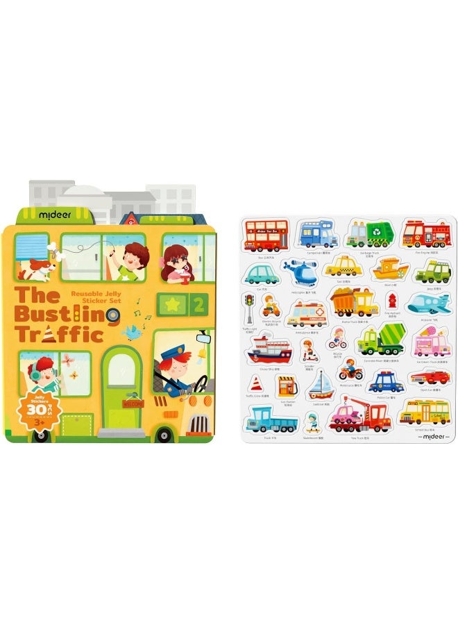 Mideer Reusable Sticker Book for Kids – The Bustling Traffic, Waterproof Puffy Stickers Activity Book for Toddlers 1-3, Educational Sensory Play & Fine Motor Skill Toy for Kids Age 2-4 - Image 1