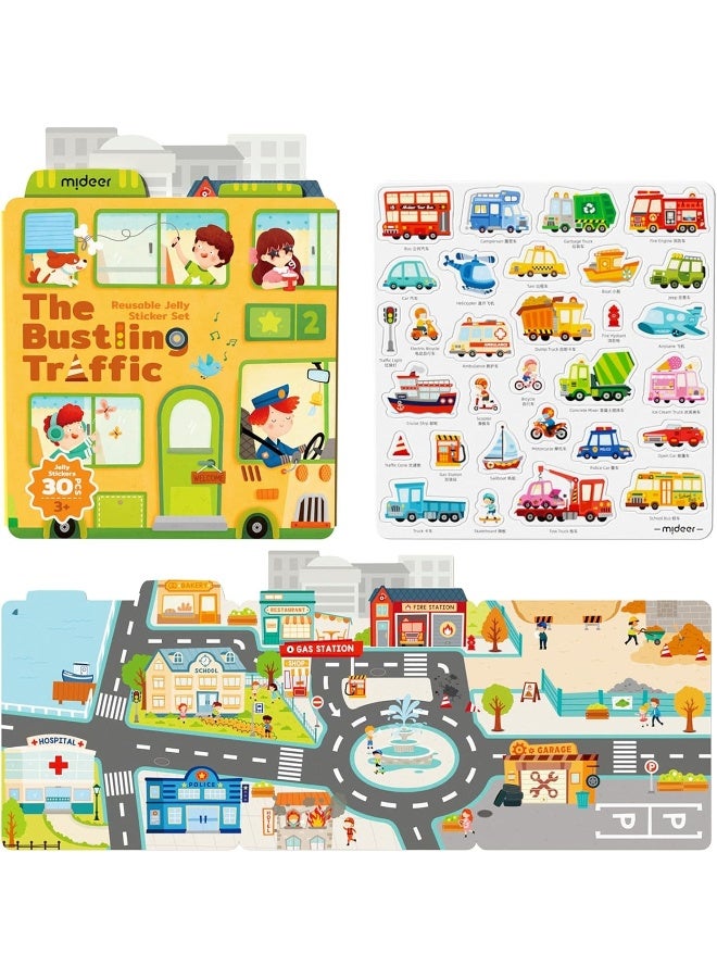 Mideer Reusable Sticker Book for Kids – The Bustling Traffic, Waterproof Puffy Stickers Activity Book for Toddlers 1-3, Educational Sensory Play & Fine Motor Skill Toy for Kids Age 2-4 - Image 3