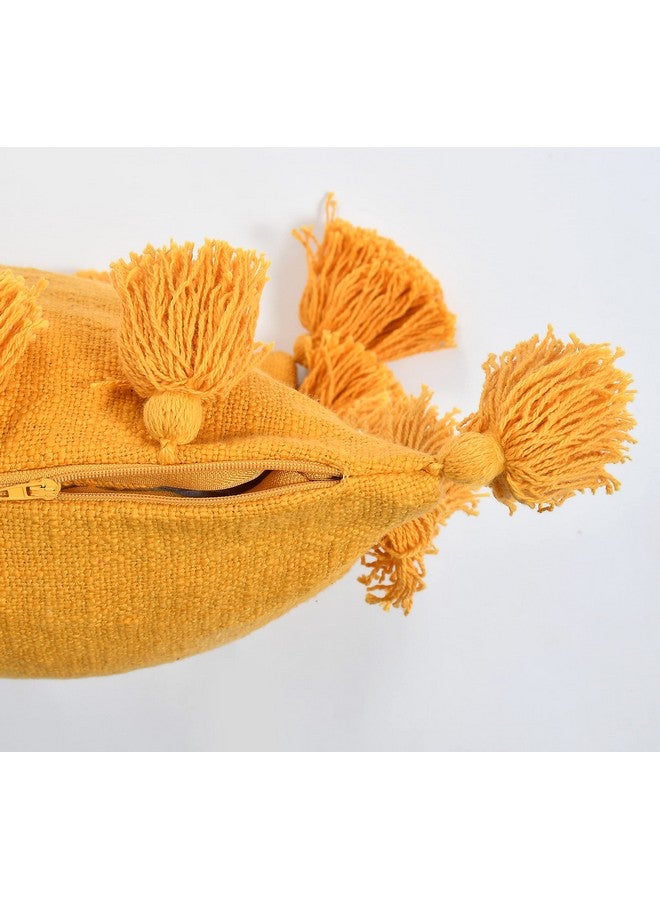 HOMADORN HOMADORN Luxury Cotton Handmade Decorative Boho Throw Pillow Covers with Tassels 16"X16" for Decorative Sofa Couch Living Room Indoor Outdoor Chair Car Farmhouse (Mustard, 1) - Image 5