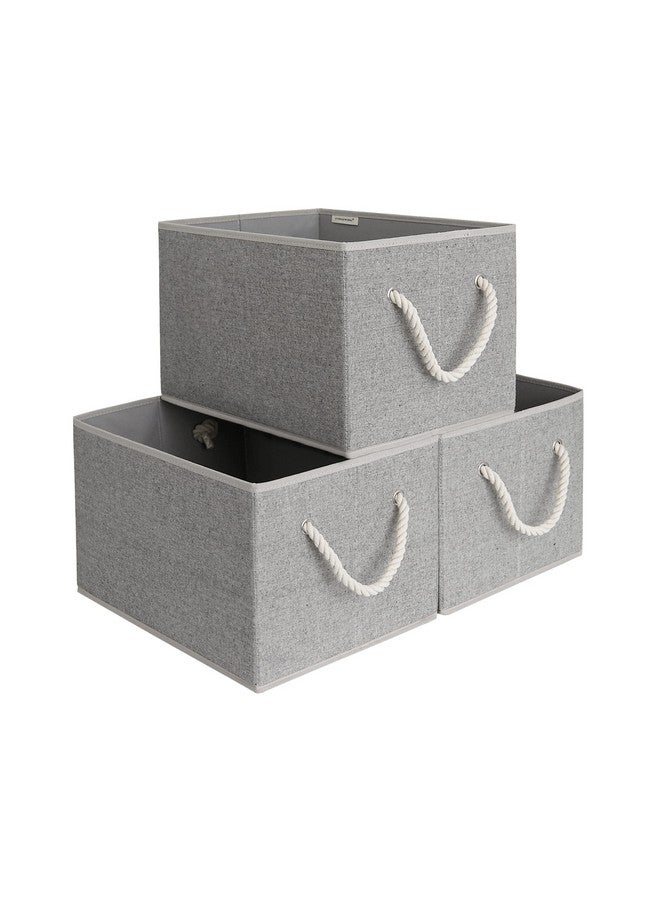 StorageWorks Storage Baskets for Shelves, Foldable Fabric Closet Storage Bins with Handles, Fabric Storage Bins Clothes Organizer, Gray, 3-Pack, Large - Image 1