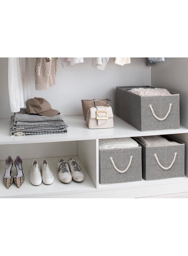 StorageWorks Storage Baskets for Shelves, Foldable Fabric Closet Storage Bins with Handles, Fabric Storage Bins Clothes Organizer, Gray, 3-Pack, Large - Image 5