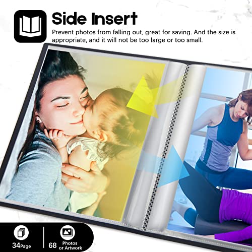 Aevdor Photo Album 8x10, 8x10 Photo Album Book Holds 68 Photos, Art Portfolio Binder for 8 x 10 Pictures, Photo Albums for 8x10 Photos, 10x8 Sheet Protector Folder for Photos, Kids Artwork, Sketch (Black) - Image 5