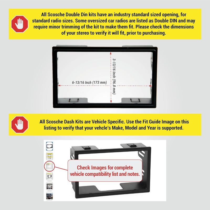 Scosche VW2351B Double DIN Radio Install Dash Kit Compatible with Select 2002-05 Volkswagen Vehicles- Aftermarket Car Stereo Installation Kit - Factory Texture Match - See Fit Guide Image for Vehicles - Image 2