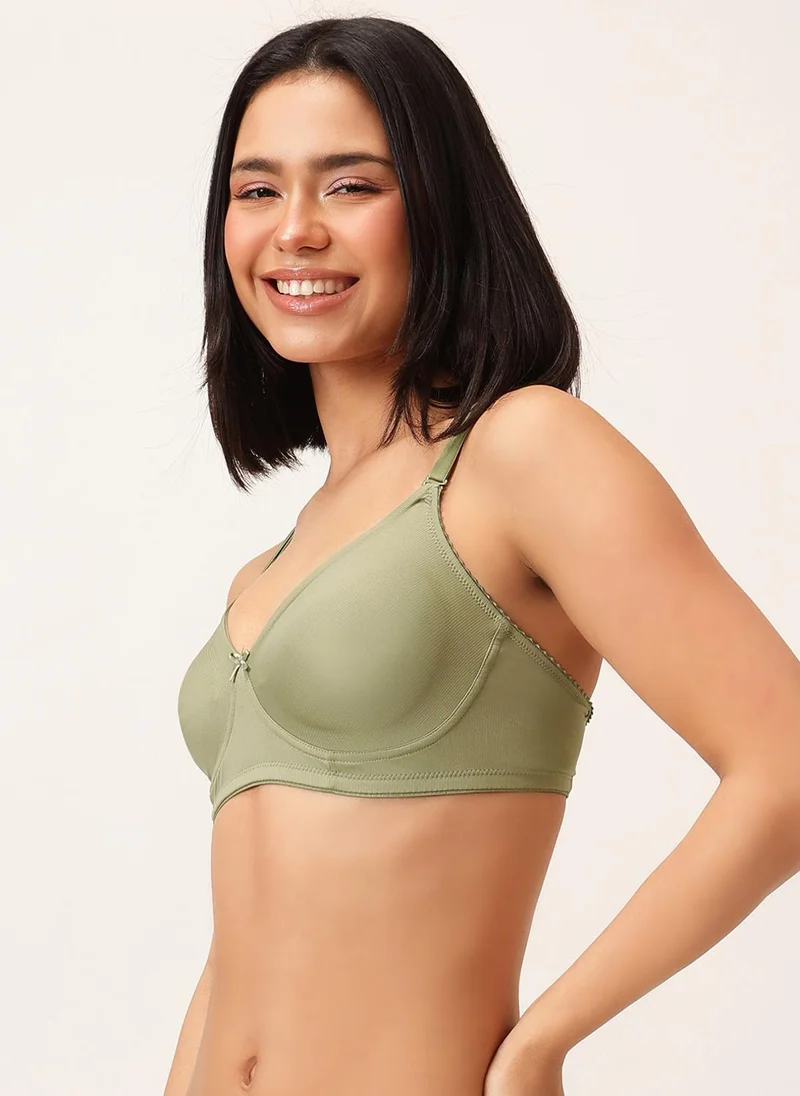 كلوفيا Clovia Non-Padded Non-Wired Full Coverage Self-Striped Multiway T-shirt Bra in Sage Green