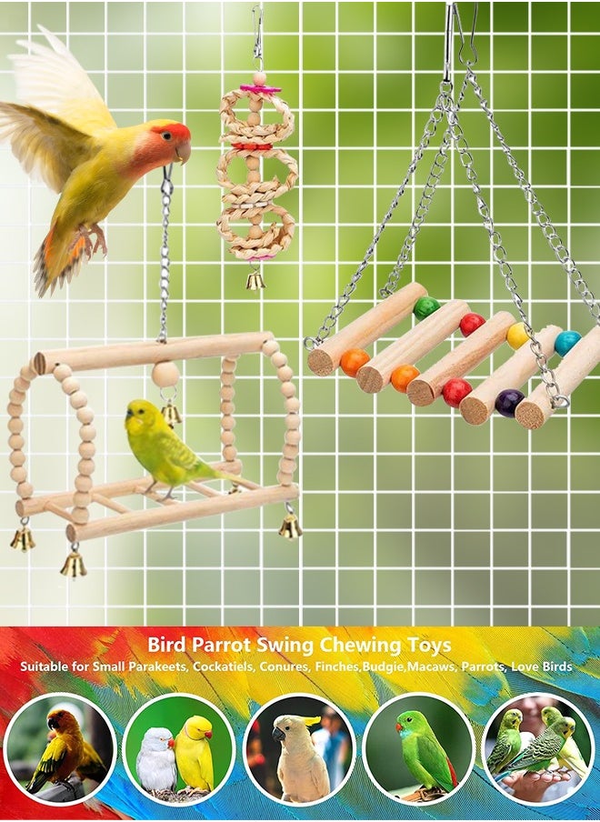 Soft Touch - Bird Parrot Swing Toys Chewing Standing Hanging Perch Hammock Climbing Ladder Bird Cage Toys for Budgerigar Parakeet Conure Cockatiel Mynah - Image 1