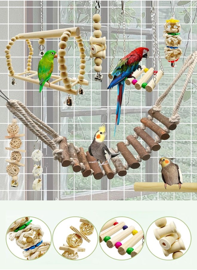 Soft Touch - Bird Parrot Swing Toys Chewing Standing Hanging Perch Hammock Climbing Ladder Bird Cage Toys for Budgerigar Parakeet Conure Cockatiel Mynah - Image 1