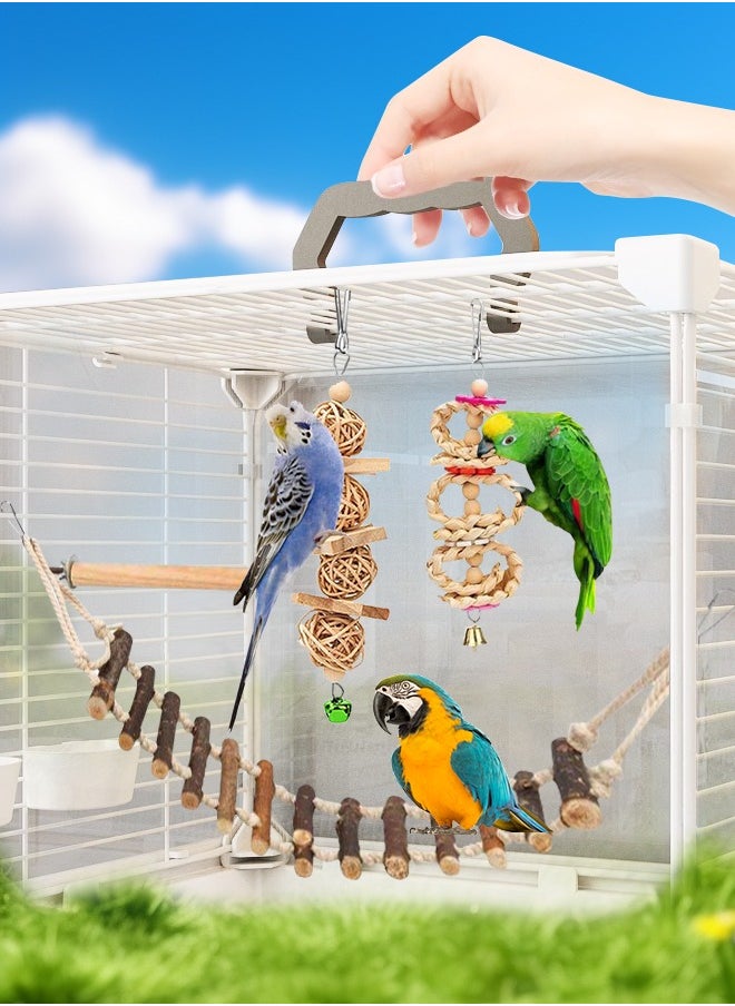 Soft Touch - Bird Parrot Swing Toys Chewing Standing Hanging Perch Hammock Climbing Ladder Bird Cage Toys for Budgerigar Parakeet Conure Cockatiel Mynah - Image 1