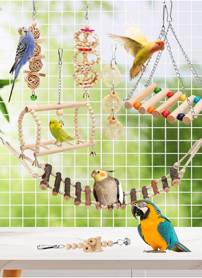 Soft Touch - Bird Parrot Swing Toys Chewing Standing Hanging Perch Hammock Climbing Ladder Bird Cage Toys for Budgerigar Parakeet Conure Cockatiel Mynah - Image 1