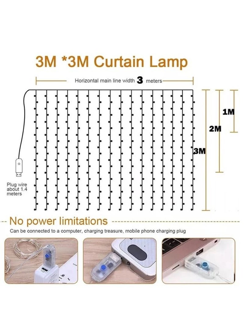 DubaiGallery ستارة أضواء LED بطول 5 أمتار لتزيين النوافذ والحفلات الداخلية وحفلات الزفاف وغرف النوم (كرة بيضاء دافئة) - Image 4