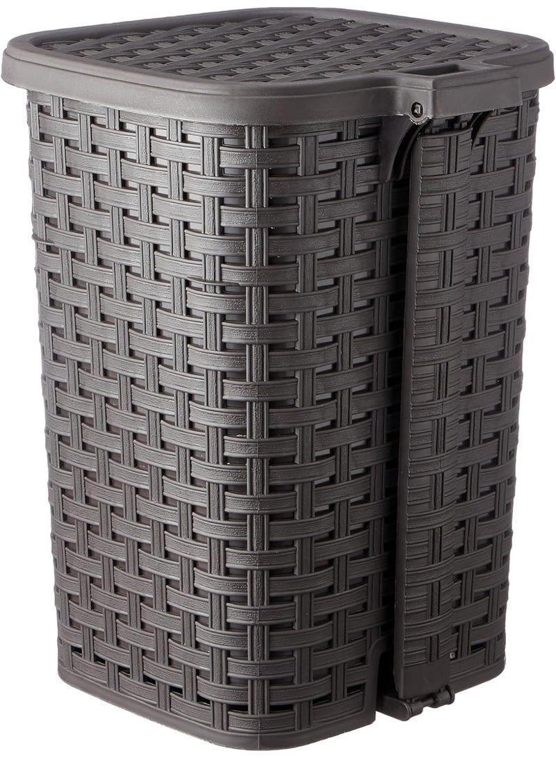 El Watania 12-liter rattan wastebasket from Greek National, size 2, with pedal, gray color, 6222011760818 - Image 2