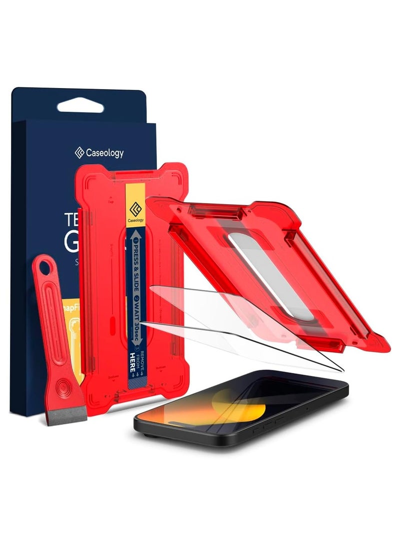 Caseology Snap Fit iPhone 16 PLUS Screen Protector Premium Tempered Glass - Case Friendly with Sensor Protection [2 PACK] - Image 1