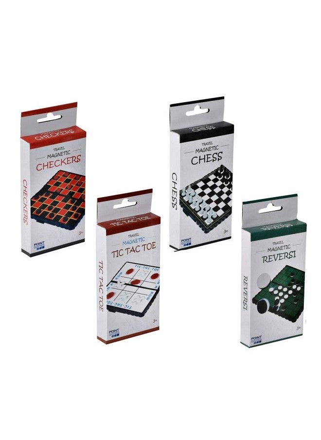 Point Games - Travel Board Game Set Bundle Pack Of 4 Classic Magnetic Games, Stocking Stuffers For Kids Includes Individual Boards & Pieces - Image 1