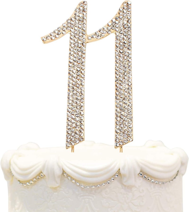 Hatcher lee Bling Crystal Rhinestone 11 Birthday Cake Topper  Best Keepsake  11th Party Decorations Gold