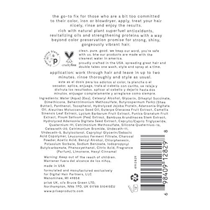 Prive Damage Fix Conditioner - Repairs Dry and Over-Processed Hair from Within Protects Future Additional (12 Oz) - Image 2