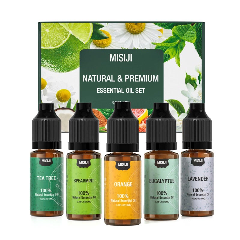 MISIJI Essential Oils for Diffuser for Home, Top 5 Aromatherapy Oils,Candle&Soap Making,10mlï¼ˆOrange, Lavender, Peppermint, Eucalyptus, Tea Treeï¼‰ - Image 1