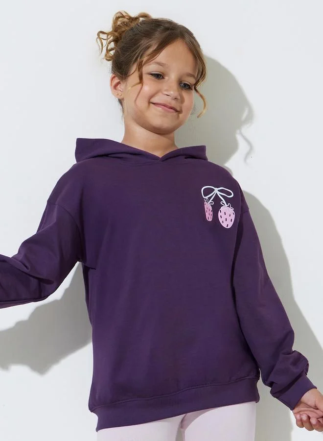 Styli Teen Girls Purple Oversized Graphic Hoodie