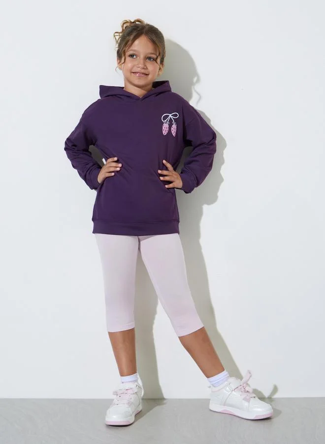 Styli Teen Girls Purple Oversized Graphic Hoodie