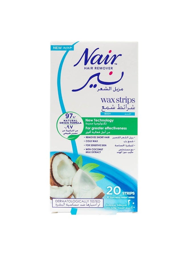 Hair Remover Body Wax Strips With Coconut Milk Extracts, Pack of 20's