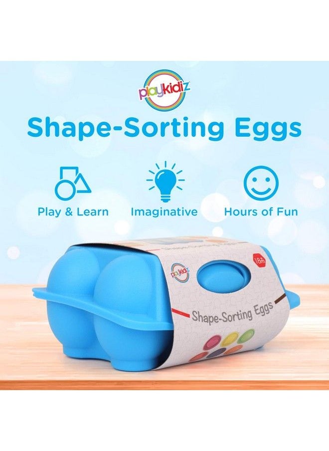 Playkidz Shape Sorting Eggs Developmental And Educational Toy Half A Dozen (6) Pieces For Mixing And Matching Color Or Shape Recommended For Ages 18M+  - Image 3