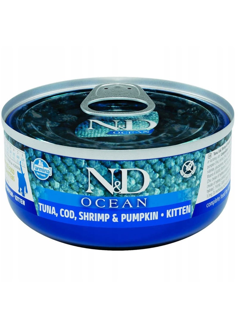 Farmina Ocean Tuna, Cod, Shrimp & Pumpkin Kitten Wet Food 12x70g 