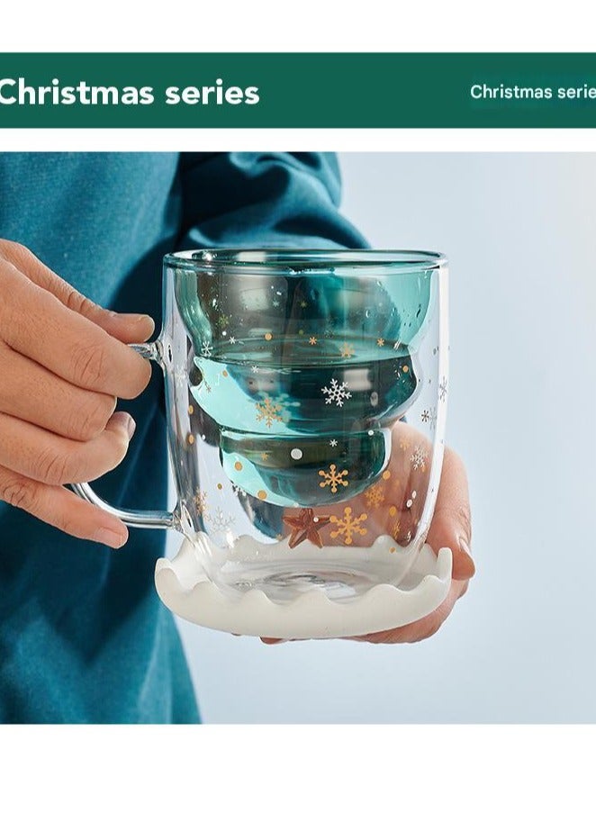 Double Layer Insulated Christmas Cup With Lid Coffee Cup High Borosilicate Glass Cup Wholesale High Temperature Resistant And High Aesthetic Glass Cup  - Image 3