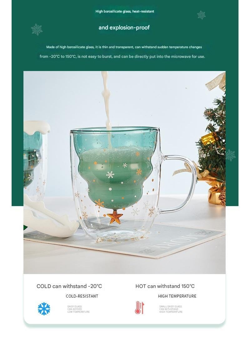 Double Layer Insulated Christmas Cup With Lid Coffee Cup High Borosilicate Glass Cup Wholesale High Temperature Resistant And High Aesthetic Glass Cup  - Image 5