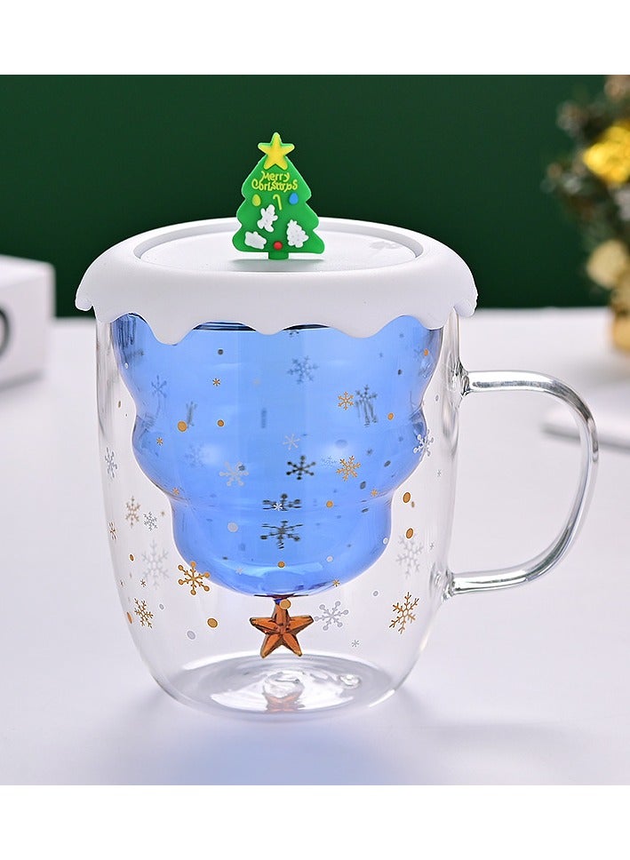 Double Layer Insulated Christmas Cup With Lid Coffee Cup High Borosilicate Glass Cup Wholesale High Temperature Resistant And High Aesthetic Glass Cup  - Image 1