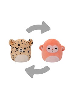 5 inch Little Plush Flipamallows Lexie/Elton Brown Cheetah/Orange Monkey , Officially Licensed Kellytoy Plush Toy, Colorful Soft Toy, Gift for Kids, Girls & Boys Washable Squishy Stuff Toy Multicolor All Age