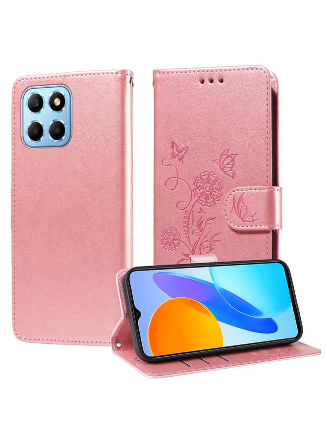 جرين تايجر جراب هاتف جلدي منقوش عليه زهور الفراشة لهاتف Honor Play 6C / X6s / 70 Lite - Image 1