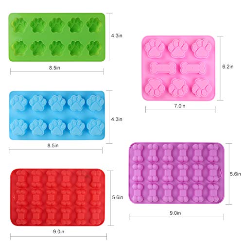 Elfkitwang Dog Paw and Bone Shaped Silicone Mold, Non-Stick food Grade, Ice tray, Reusable Silicone Mold, Used for Chocolate, Candy, Cupcake, Pudding, Jelly, Puppy Biscuit (5 pcs) - Image 2