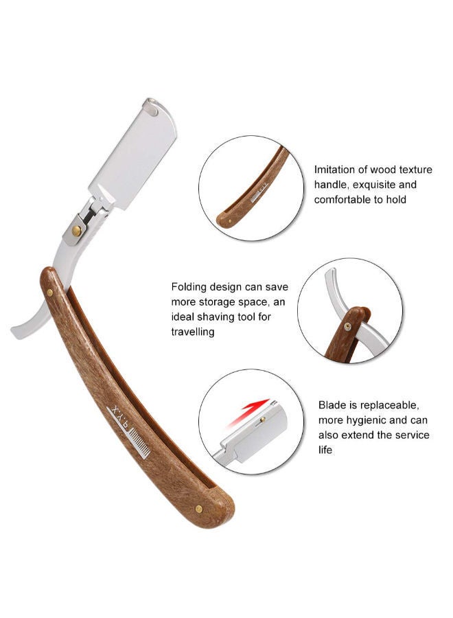 NIBEMINENT Professional Straight Edge Stainless Steel Razor Silver - Image 2