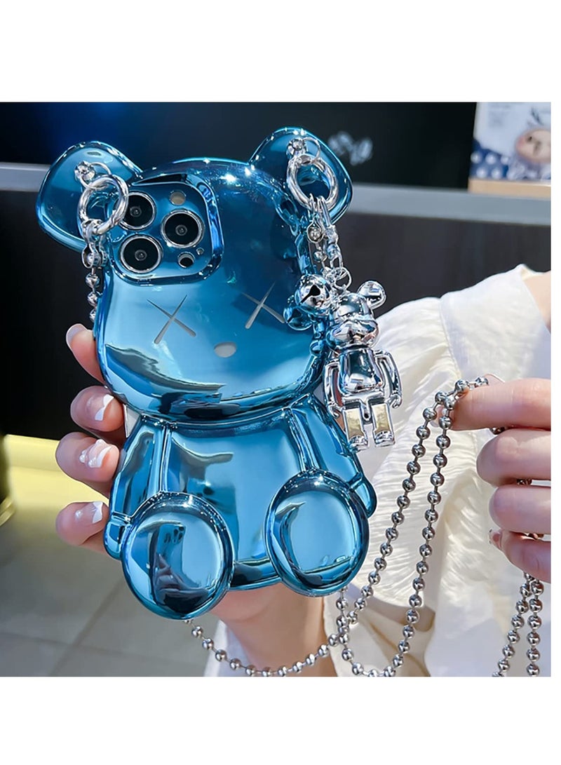 Excefore Case for iPhone 14 Pro Max, Lovely Teddy Bear Cartoon Character Cover Case, T P U Protective Phone Case 6.7 Inch, Suitable for Kids Girls Women (Blue) - Image 1