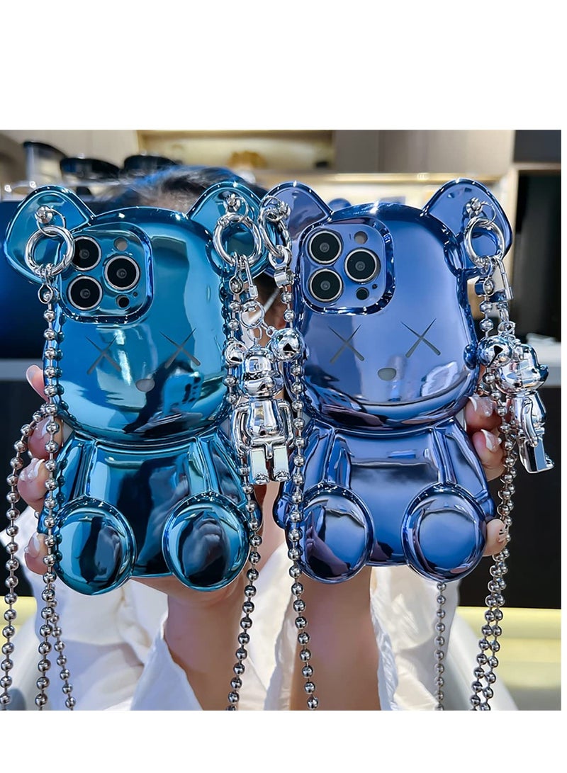 Excefore Case for iPhone 14 Pro Max, Lovely Teddy Bear Cartoon Character Cover Case, T P U Protective Phone Case 6.7 Inch, Suitable for Kids Girls Women (Blue) - Image 4