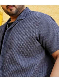 Instafab Plus Men's Charcoal Grey Self-Design Block Shirt  - Image 1