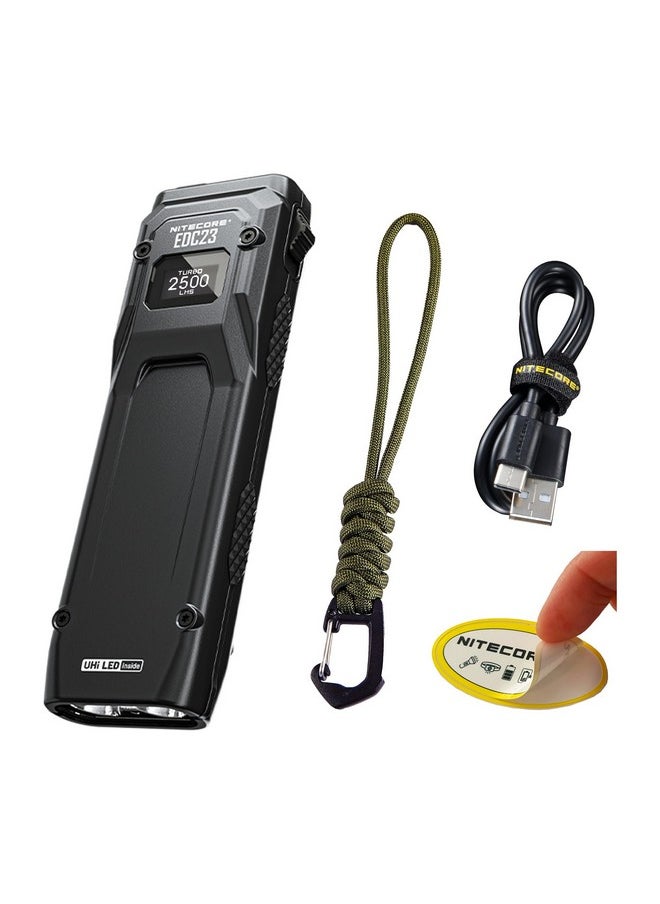NITECORE Nitecore EDC23 EDC Flashlight, 2500 Lumen Ultra-Slim Flat Shape USB-C Rechargeable Fast Charging with Digital OLED Display, Mechanical Lock Switch  - Image 1