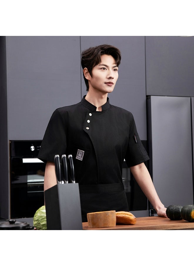 NIBEMINENT Chef Clothes Short-sleeved Summer Catering Kitchen Work Clothes Men and Women Chef Work Clothes  - Image 1