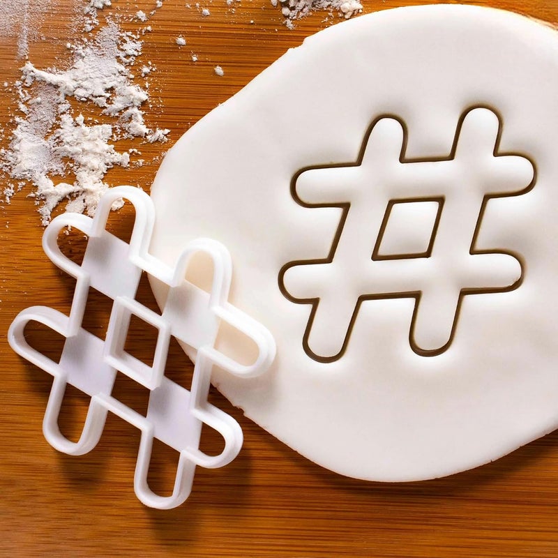 EROTNGO Hashtag Cookie Cutter for Fondant Biscuit Dough Clay and Cheese Unique Tag Shape Cutter for Creative Baking and Crafts - Image 1