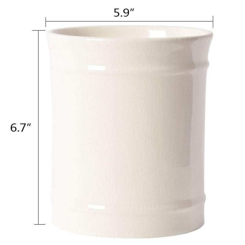 SZUAH Kitchen Utensil Holder  Larger Ceramic Utensil Crock for Kitchen Counter top & Dining Table (Cream  5.9"" x 5.9"" x 6.7"") - Image 2