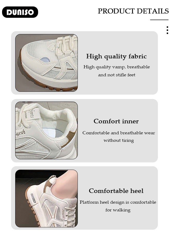 DUNISO Women's Platform Sneakers Low Top Walking Shoes for Lady Comfortable Lace Up   Fashion Breathable Casual Shoes for Indoor Outdoor Travel Work and Running Shoes - Image 2
